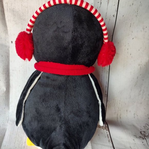 Plush penguin with scarf and earmuffs stuffed animal - Picture 4 of 6